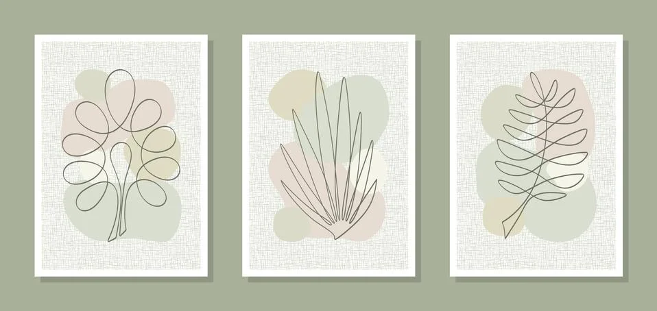 Set of posters with abstract botanical pattern.  Stock Illustration