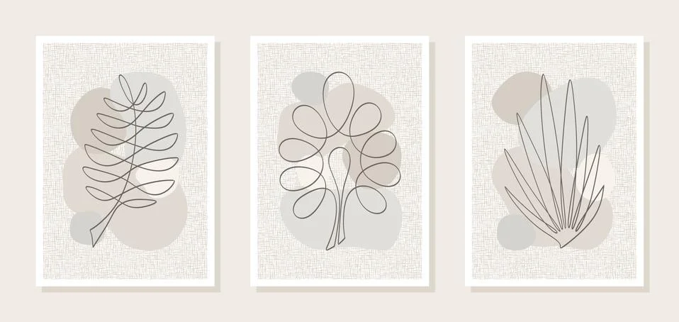 Set of posters with abstract botanical pattern.  Stock Illustration