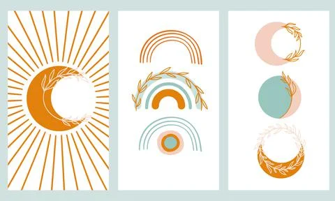 A set of posters in boho style Stock Illustration