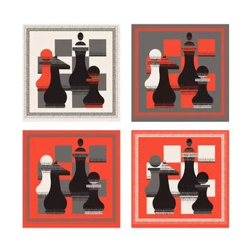 A set of posters with chess. Illustration. Stock Illustration