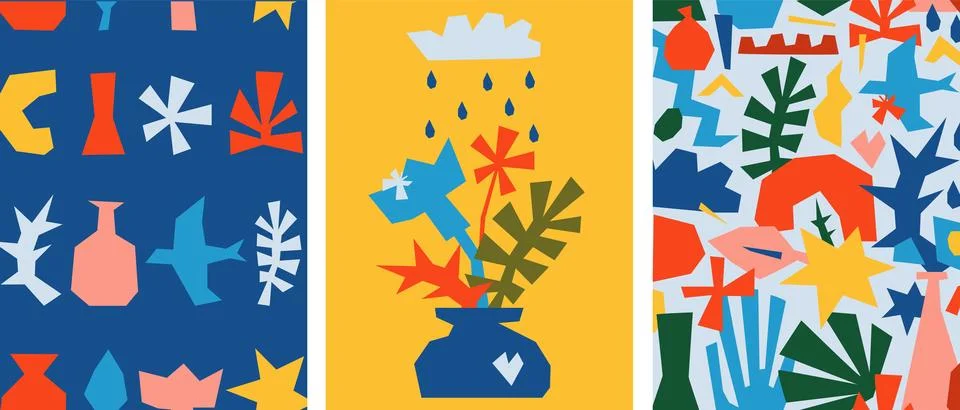 Set of posters with colorful elements. イラスト素材