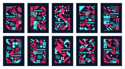 Set Posters Colorful Stock Illustration