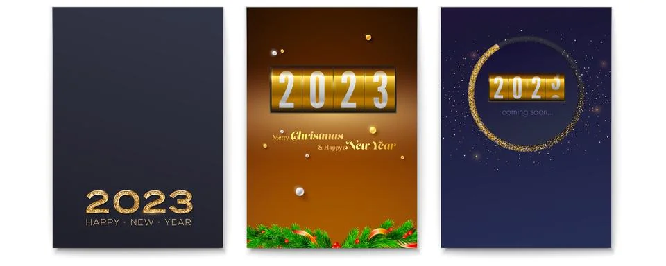 Set of posters. Countdown to 2023 New Year. Stock Illustration