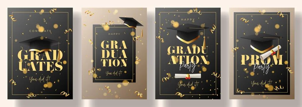 Set of Posters for Graduation Ceremony Stock Illustration