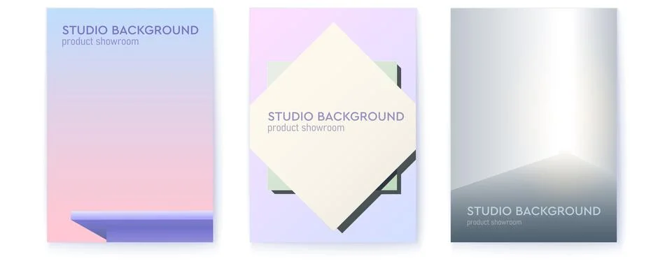 Set of posters with studio backgrounds. Studio for product display with copy Stock Illustration