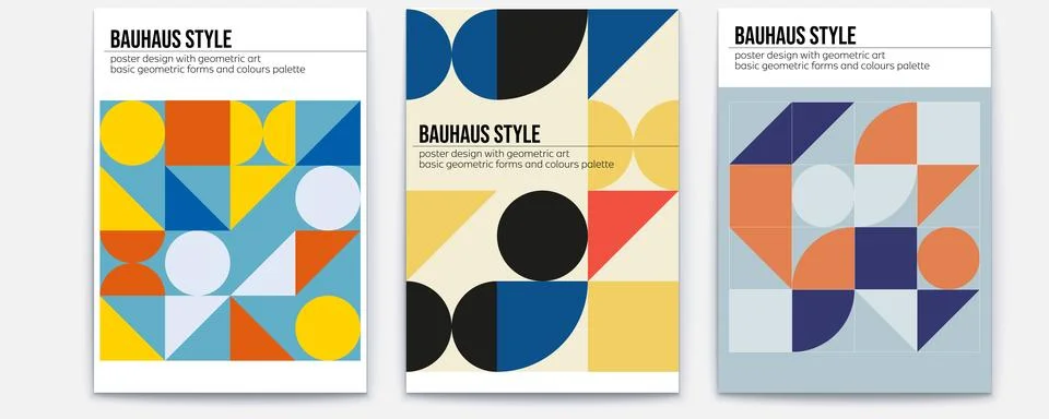 Set of posters vector template. Retro pattern from triangles, squares and Illustrazione stock