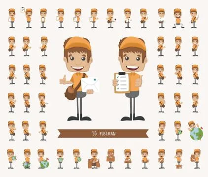 Set of postman character Stock Illustration