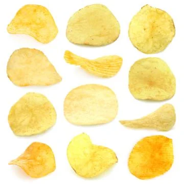 Set of potato chips Stock Photos