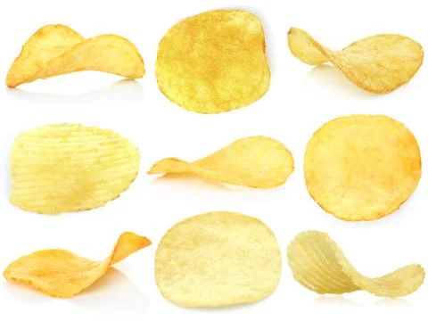 Set of potato chips Stock Photos