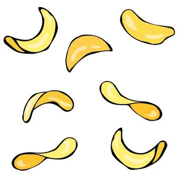 Set of Potato Chips. Vector Realistic Illustration Stock Illustration