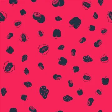 Set Potato, Orange fruit, Cabbage and Apple on seamless pattern. Vector イラスト素材