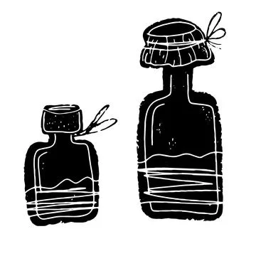 A set of potion bottles. Halloween set of holiday elements. Vector elements f Stockillustratie