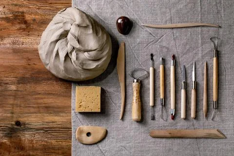 Set for pottery hobby Stock Photos