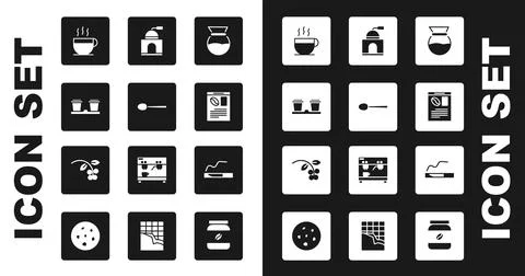 Set Pour over coffee maker, Spoon, Coffee cup to go, Newspaper and, Manual Ilustração Stock