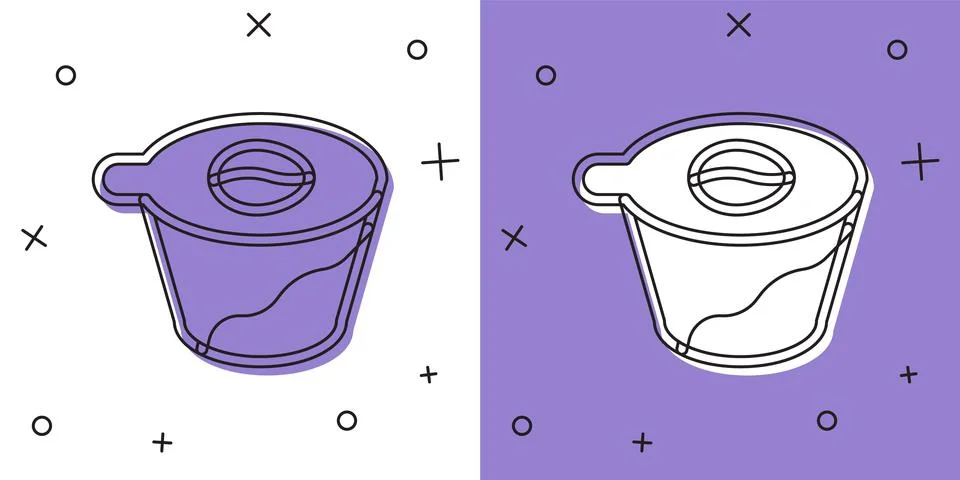 Set Pour over coffee maker icon isolated on white and purple background Stock-Illustration
