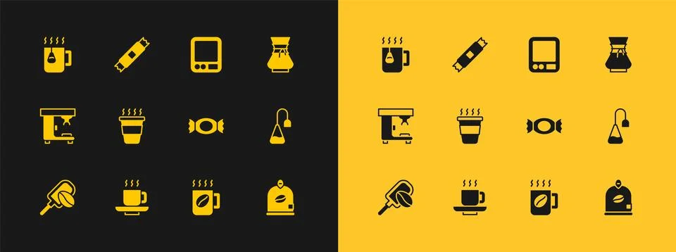 Set Pour over coffee maker Coffee cup Candy to go Electronic scales Cup tea w Ilustración de archivo