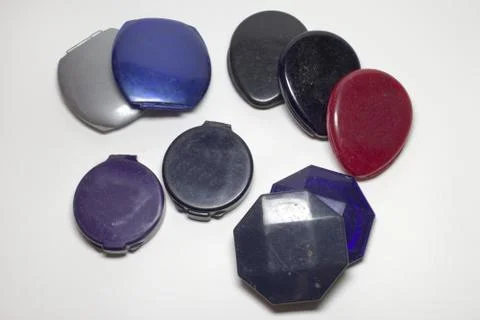 Set of powder cases different base form Stock Photos