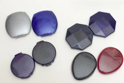 Set of powder cases different types of base form Stock Photos