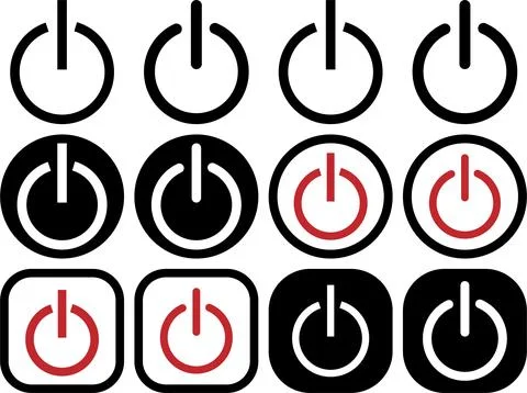 Set of Power Button and On Off Icons Stock Illustration