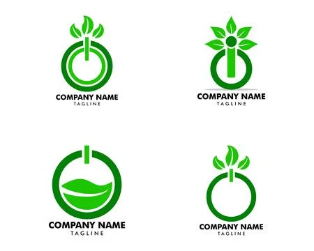 Set of Power Button and Leaves Logo Template Design Vector Illustrazione stock