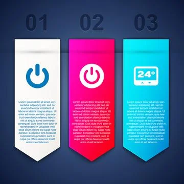 Set Power button,  and Thermostat. Business infographic template. Vector 스톡 일러스트