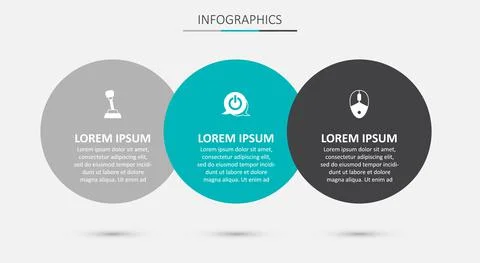Set Power button, Gear shifter and Computer mouse. Business infographic template Stock Illustration