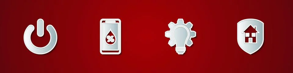 Set Power button, Humidity for smart home, Light bulb and gear and House under Stock Illustration