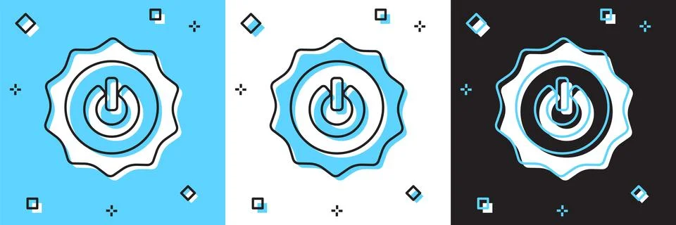 Set Power button icon isolated on blue and white, black background. Start s.. Stock Illustration