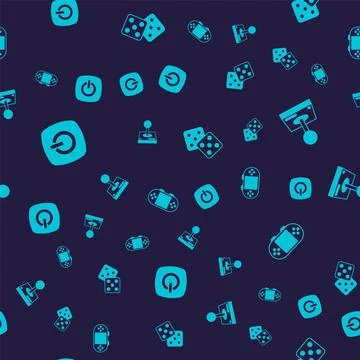 Set Power button, Joystick for arcade machine, Game dice and Portable video game Stock Illustration