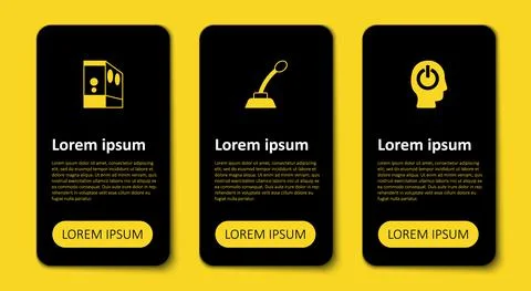 Set Power button, Microphone and Case of computer. Business infographic template Illustrazione stock