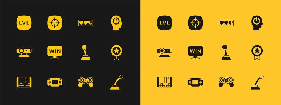 Set Power button, Portable video game console, Gear shifter, Game controlle.. 스톡 일러스트