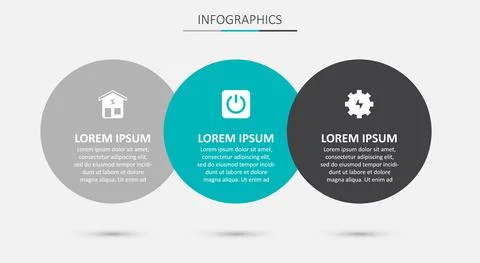 Set Power button, Smart home and Gear and lightning. Business infographic Stock Illustration