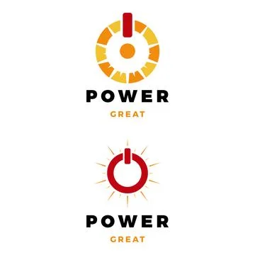 Set of Power Button Sun Icon Logo Design Template Stock Illustration