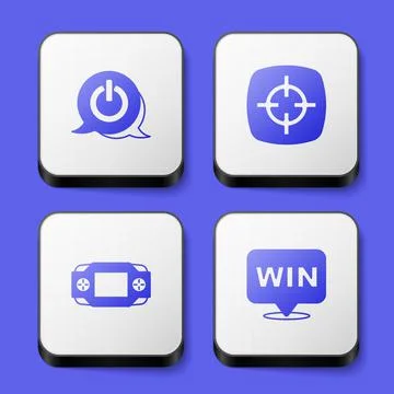 Set Power button, Target sport, Portable video game console and Medal icon Stock Illustration