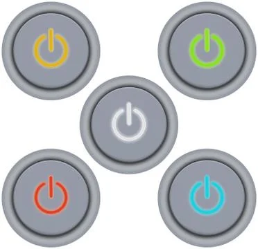 Set of power buttons in different colors Stock Illustration