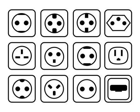Set of power socket icons in simple style. Eps 10 Stock Illustration