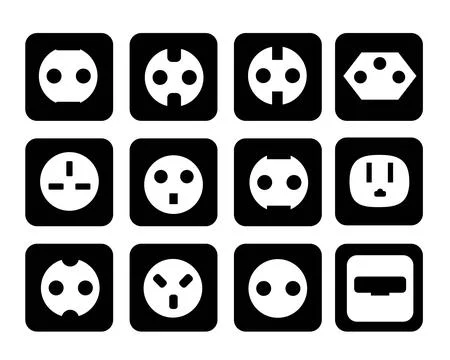 Set of power socket icons in simple style. Eps 10 Stock Illustration