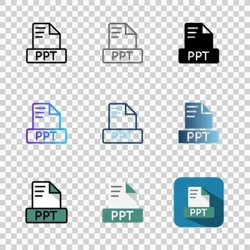Set ppt icons file format, with elegant color variations and suitable for web. Stock Illustration