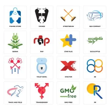 Set of pr, gmo free, track and field, xfactor, , star plus, quran, streetbrus Free Stock Illustration