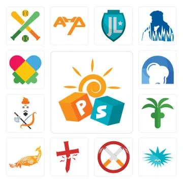 Set of pre school, urchin, non smoking, antichrist, golden peacock, church, b Illustrazione stock gratuita