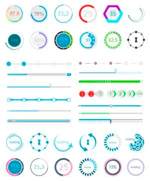Set of Preloaders and Loading Bars Stock Illustration
