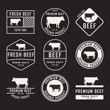 Set of premium beef labels, badges and design elements. Vector Illustration. Stock Illustration