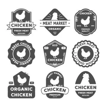 Set of premium chicken labels, badges and design elements. Chicken organic logo Illustration