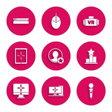 Set Premium create account screen, Computer monitor, Joystick for arcade ma.. 스톡 일러스트