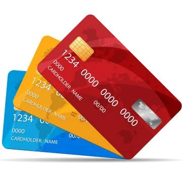 Set of Premium Credit Cards. Vector Illustration. Isolated. 3 colors of Credit Illustrazione stock