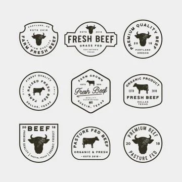 Set of premium fresh beef labels. vector illustration Stock Illustration