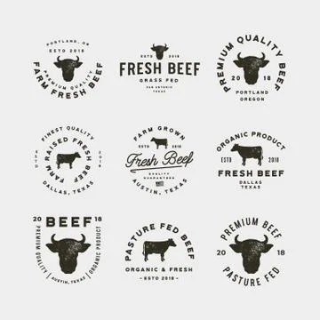 Set of premium fresh beef labels. vector illustration Stock Illustration