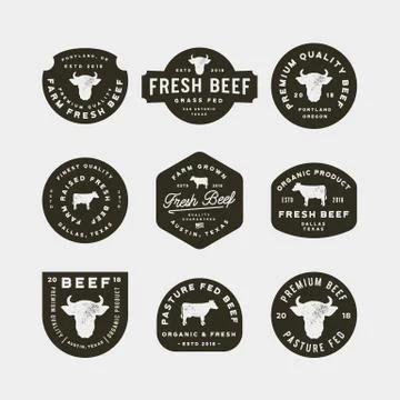 Set of premium fresh beef labels. vector illustration Stock Illustration