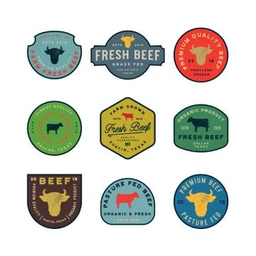 Set of premium fresh beef labels. vector illustration Stock Illustration
