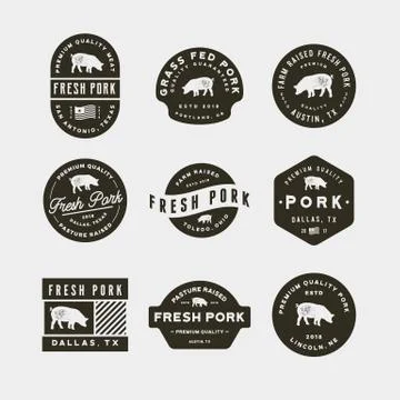 Set of premium fresh pork labels. vector illustration Stock Illustration
